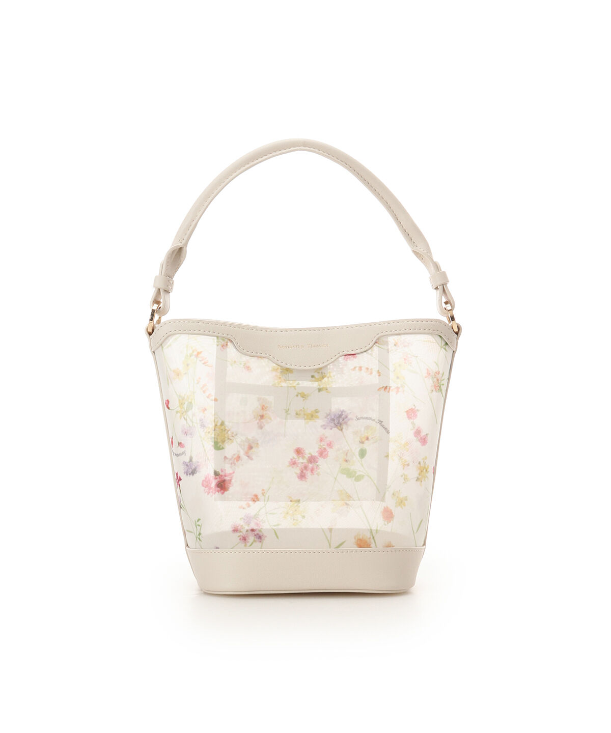Samantha Thavasa「フラワーモチーフチュール ワンハンドルバッグ」|ハンドバッグ|オフホワイト