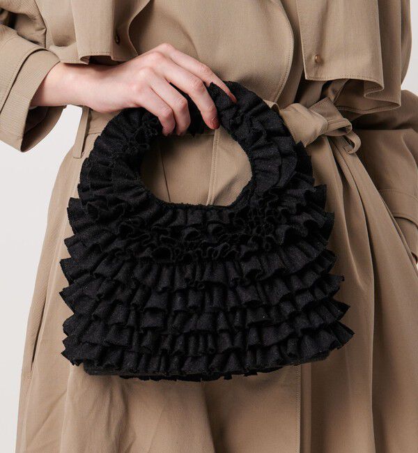 UNITED ARROWS「フリル ワンハンドルバッグ」|ハンドバッグ|BLACK