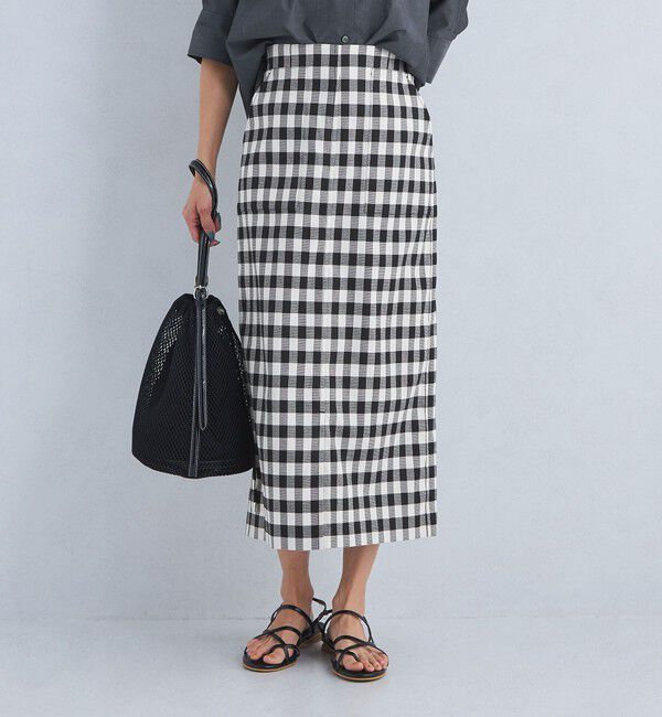 UNITED ARROWS green label relaxing「［size SHORTあり］キチントボトムス Iライン スリム タイト スカート ギンガムチェック」|タイト|