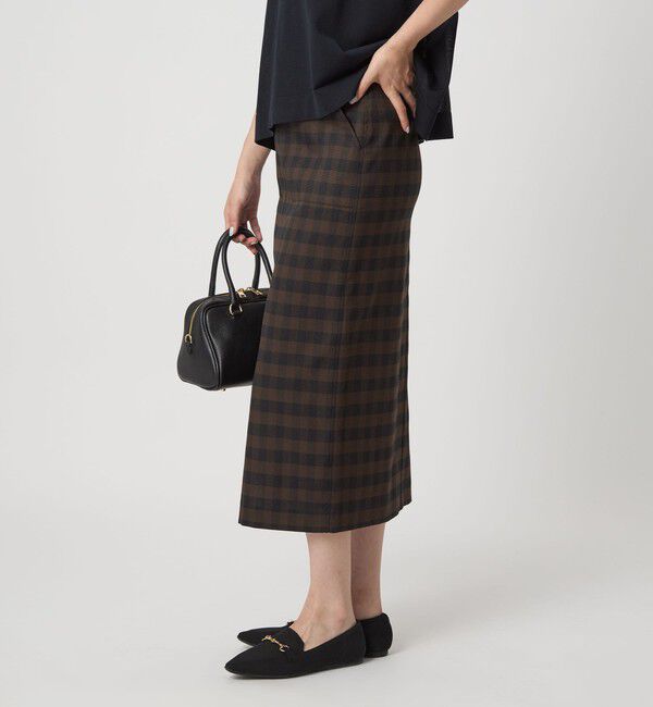 UNITED ARROWS green label relaxing「［size SHORTあり］キチントボトムス Iライン スリム タイト スカート ギンガムチェック」|タイト|