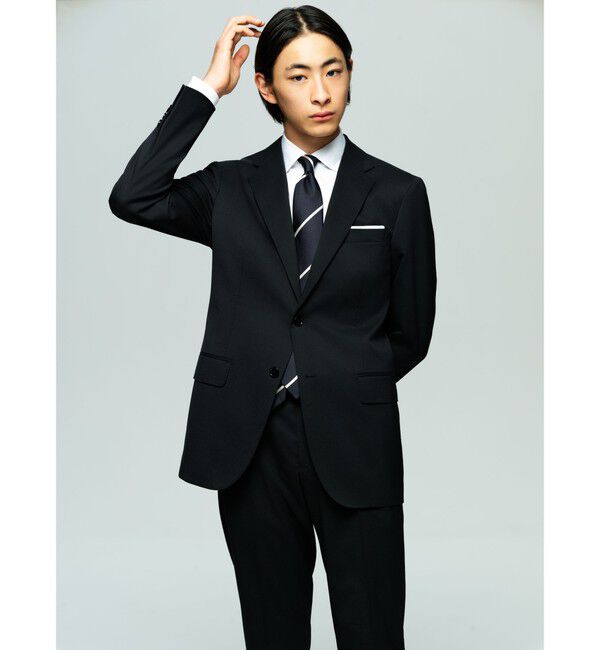 UNITED ARROWS green label relaxing「MODERATION SUIT 2B HC/BW- モデレーション スーツ ジャケット ＆ パンツ 上下セット 裾仕上げ済 -ストレッ」|スーツ|BLACK