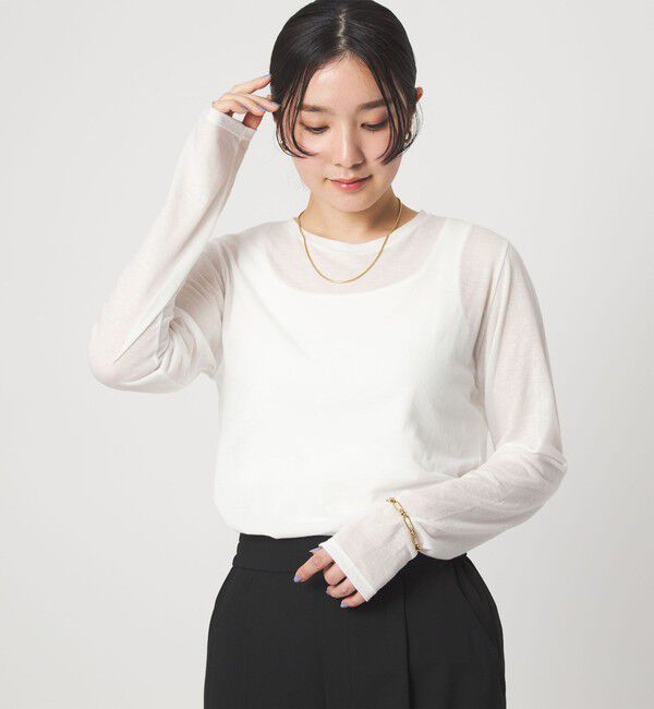 UNITED ARROWS green label relaxing「【WEB限定】＜at ease＞シアー テンジク ロングスリーブ カットソー」|Tシャツ・カットソー|WHITE