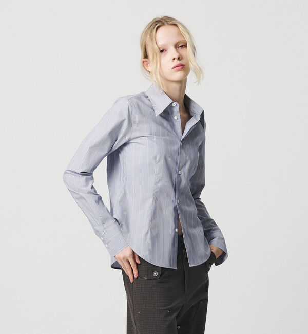 ATTISESSION「＜ATTISESSION＞コットン ストライプ スリム シャツ」|シャツ・ブラウス|