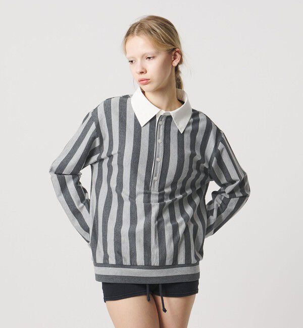 ATTISESSION「＜ATTISESSION＞コットン ストライプ ラガー シャツ」|ポロシャツ|