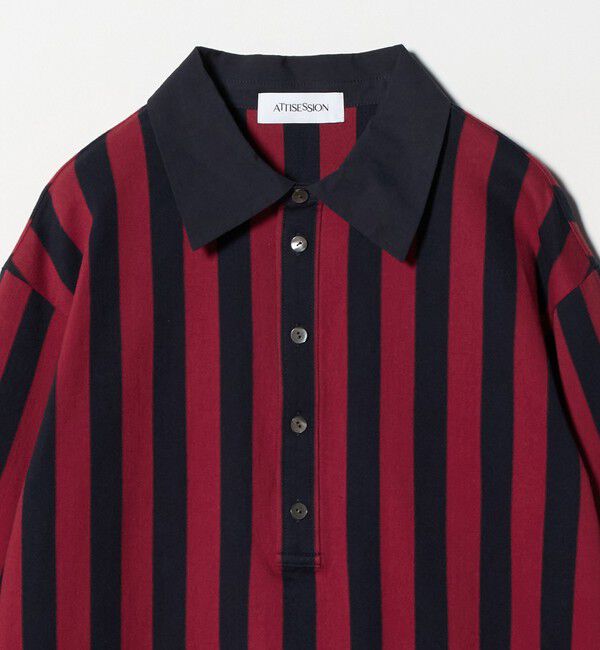ATTISESSION「＜ATTISESSION＞コットン ストライプ ラガー シャツ」|ポロシャツ|