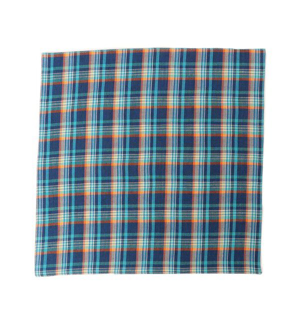 SHIPS KIDS「SHIPS KIDS:マドラスチェック ハンカチ」|ハンカチ|ブルー系
