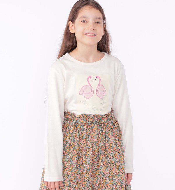 SHIPS KIDS「SHIPS KIDS:140～150cm / ツイン バード フェイクファー 長袖 TEE」|Tシャツ・カットソー|