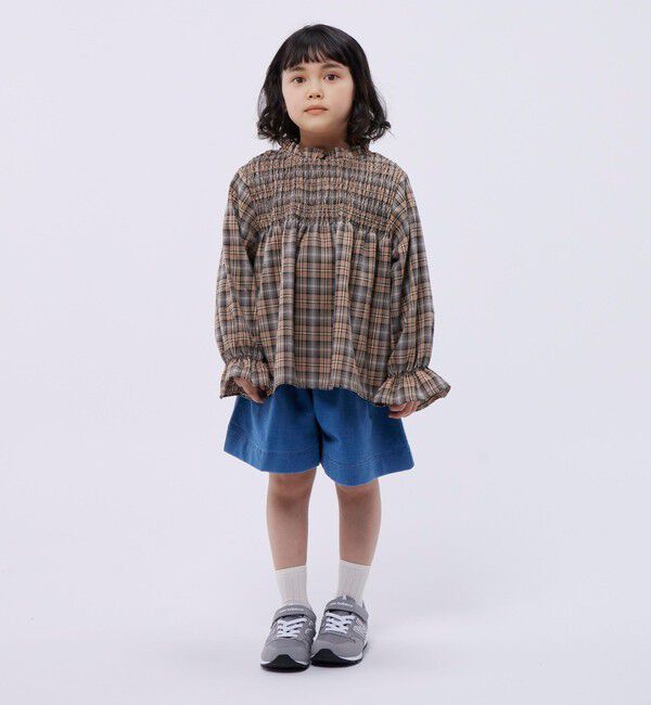 SHIPS Colors 「SHIPS Colors:〈洗濯機可能〉チェック ギャザー ブラウス(100~140cm)」|シャツ・ブラウス|
