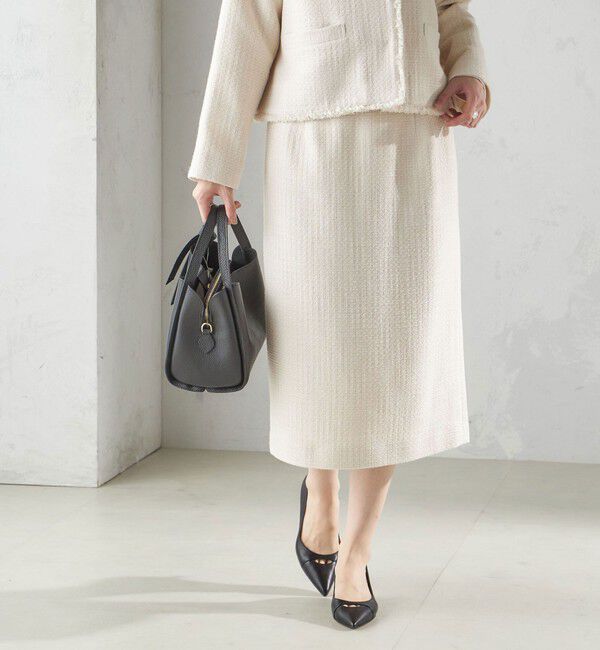 SHIPS for women「〈セレモニー対応可〉スラブ ツイード タイト スカート（セットアップ対応）」|タイト|オフホワイト