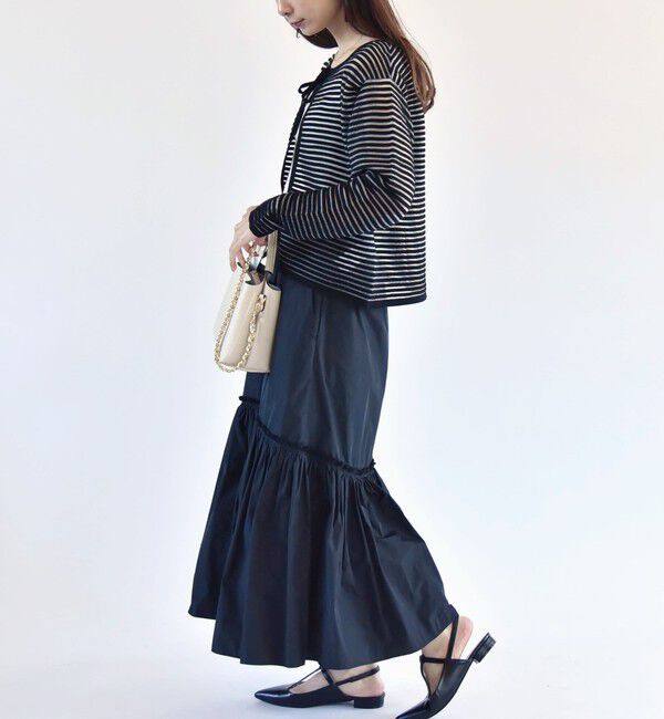 quaranciel「quaranciel:〈手洗い可能〉シアー ボーダー カーディガン」|カーディガン|