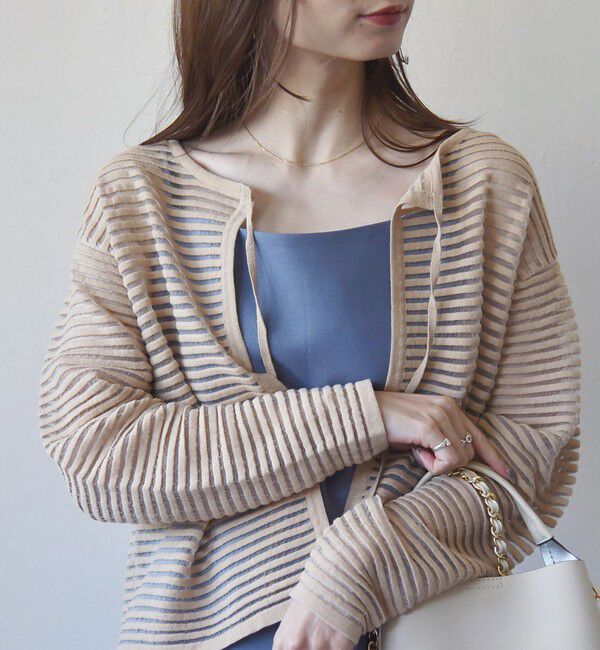 quaranciel「quaranciel:〈手洗い可能〉シアー ボーダー カーディガン」|カーディガン|