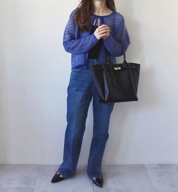 quaranciel「quaranciel:〈手洗い可能〉シアー ボーダー カーディガン」|カーディガン|