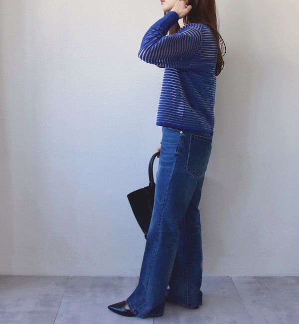 quaranciel「quaranciel:〈手洗い可能〉シアー ボーダー カーディガン」|カーディガン|