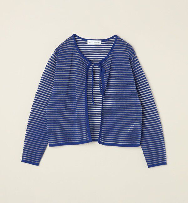 quaranciel「quaranciel:〈手洗い可能〉シアー ボーダー カーディガン」|カーディガン|