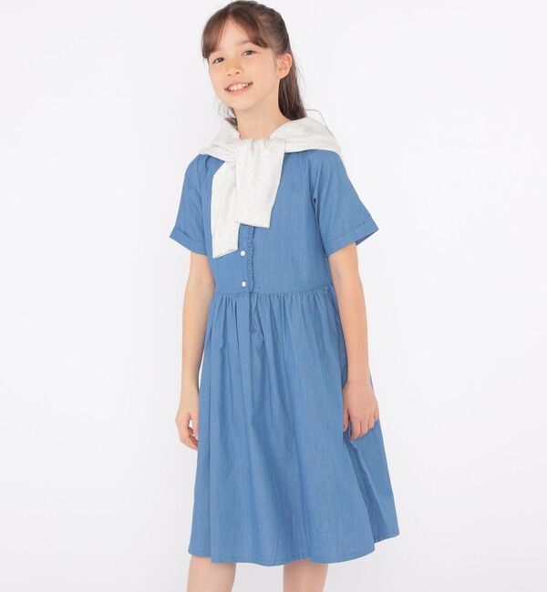 SHIPS KIDS「SHIPS KIDS:140～150cm / ダンガリー 半袖 ワンピース」|ワンピース|