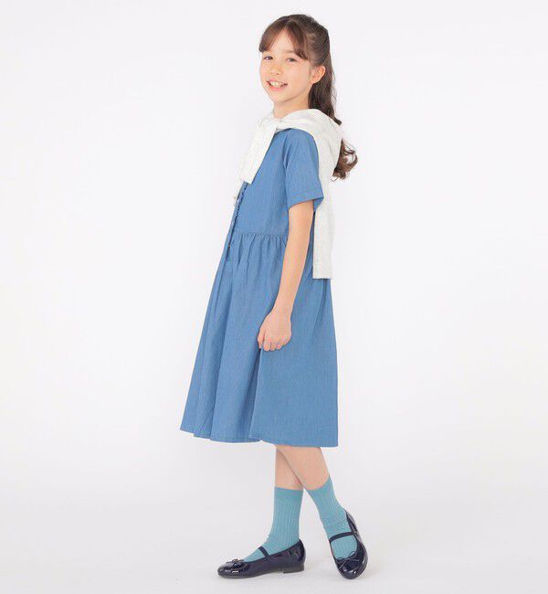 SHIPS KIDS「SHIPS KIDS:140～150cm / ダンガリー 半袖 ワンピース」|ワンピース|