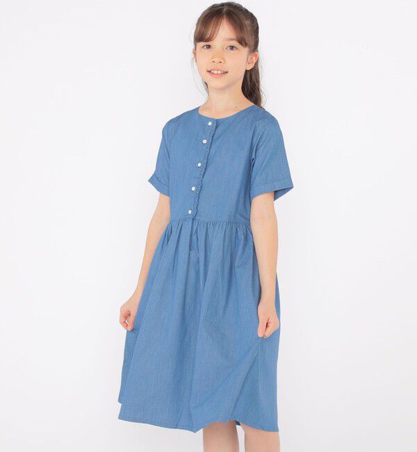 SHIPS KIDS「SHIPS KIDS:140～150cm / ダンガリー 半袖 ワンピース」|ワンピース|