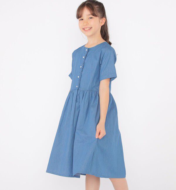 SHIPS KIDS「SHIPS KIDS:140～150cm / ダンガリー 半袖 ワンピース」|ワンピース|