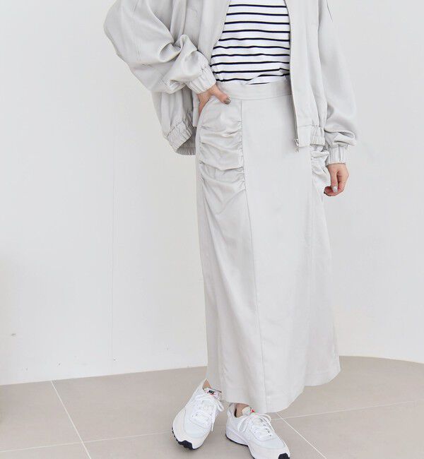 quaranciel「quaranciel:〈手洗い可能〉ツイル ギャザー タイト スカート（セットアップ対応）」|スカート|