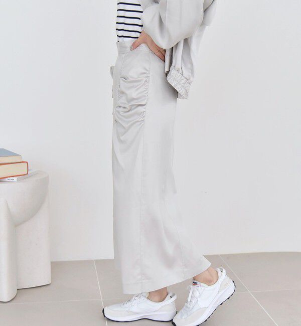 quaranciel「quaranciel:〈手洗い可能〉ツイル ギャザー タイト スカート（セットアップ対応）」|スカート|