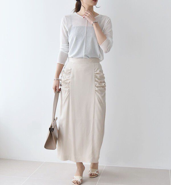 quaranciel「quaranciel:〈手洗い可能〉ツイル ギャザー タイト スカート（セットアップ対応）」|スカート|