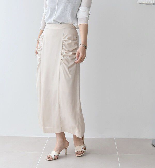 quaranciel「quaranciel:〈手洗い可能〉ツイル ギャザー タイト スカート（セットアップ対応）」|スカート|