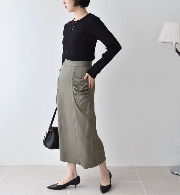 quaranciel「quaranciel:〈手洗い可能〉ツイル ギャザー タイト スカート（セットアップ対応）」|スカート|