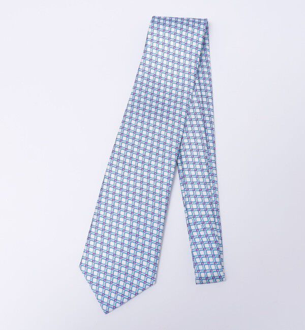 SHIPS「Errico Formicola: シルク プリント ミューラル ネクタイ」|ネクタイ・蝶ネクタイ|ライトブルー