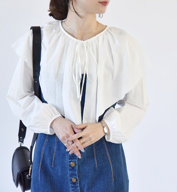 quaranciel「quaranciel:〈手洗い可能〉ラッフル ビッグカラー ブラウス」|シャツ・ブラウス|