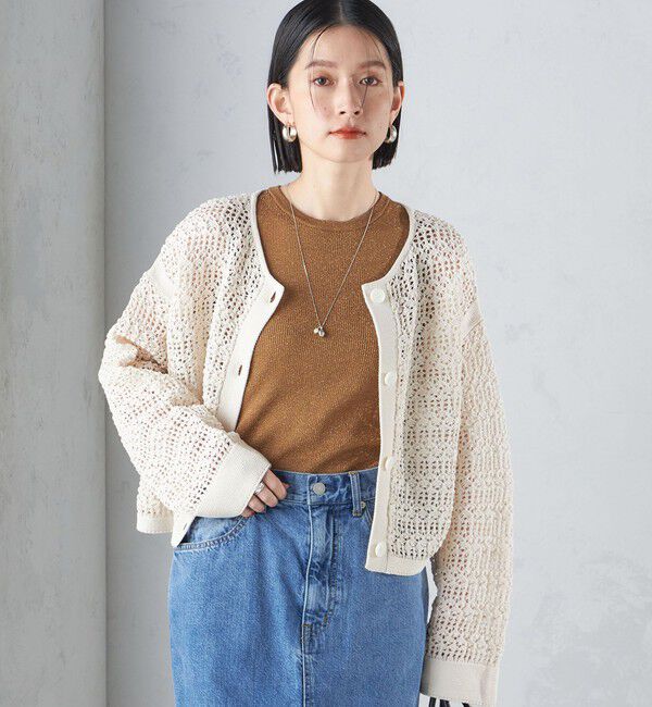 SHIPS for women「〈手洗い可能〉透かし編み 2WAY ニット ジャケット」|カーディガン|