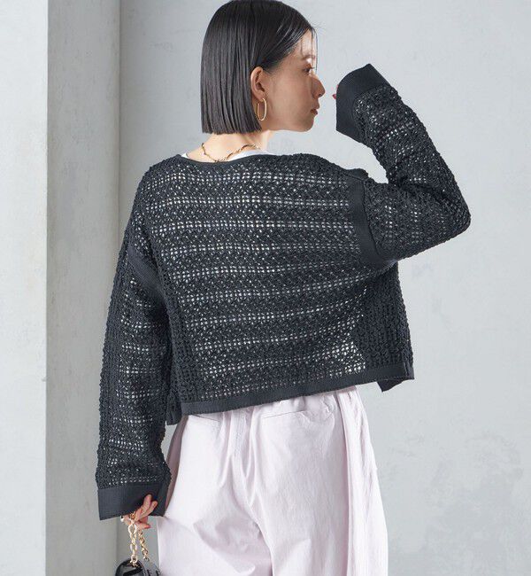 SHIPS for women「〈手洗い可能〉透かし編み 2WAY ニット ジャケット」|カーディガン|