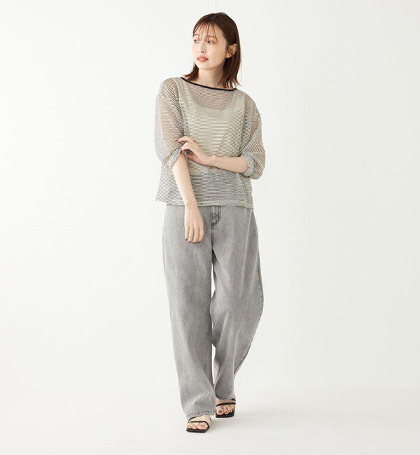 SHIPS Colors 「SHIPS Colors:〈洗濯機可能〉シアー ボーダー ドルマン トップス◇」|Tシャツ・カットソー|