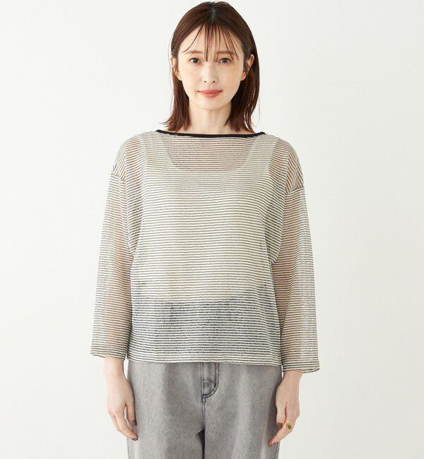 SHIPS Colors 「SHIPS Colors:〈洗濯機可能〉シアー ボーダー ドルマン トップス◇」|Tシャツ・カットソー|