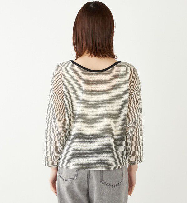 SHIPS Colors 「SHIPS Colors:〈洗濯機可能〉シアー ボーダー ドルマン トップス◇」|Tシャツ・カットソー|