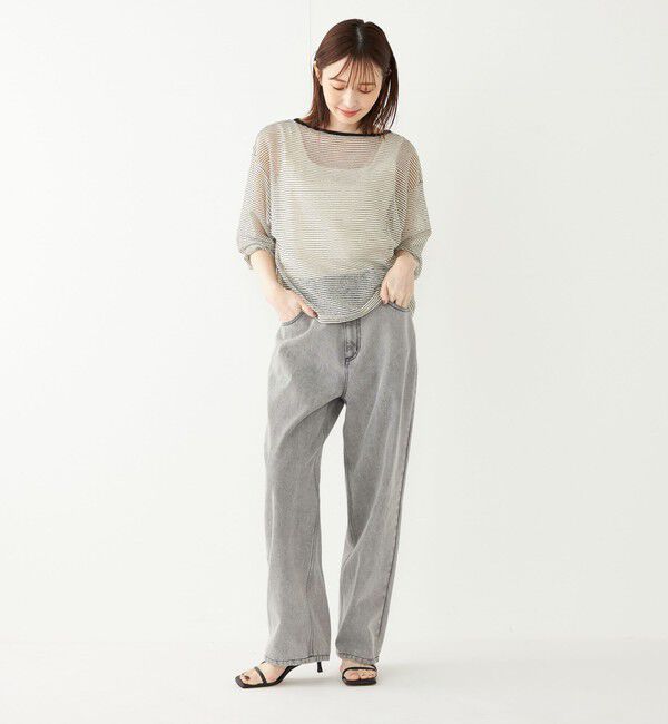 SHIPS Colors 「SHIPS Colors:〈洗濯機可能〉シアー ボーダー ドルマン トップス◇」|Tシャツ・カットソー|