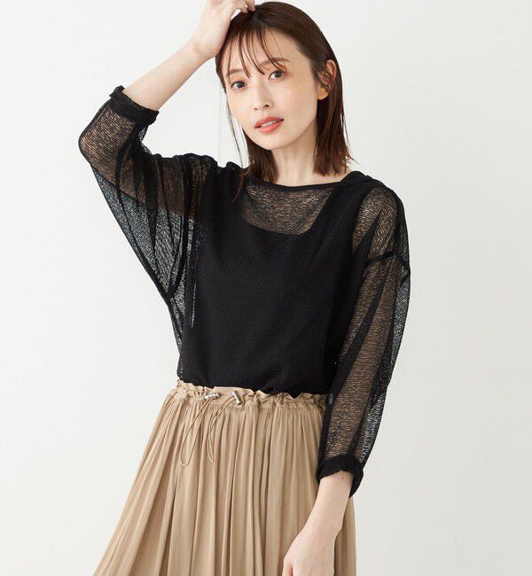 SHIPS Colors 「SHIPS Colors:〈洗濯機可能〉シアー ボーダー ドルマン トップス◇」|Tシャツ・カットソー|