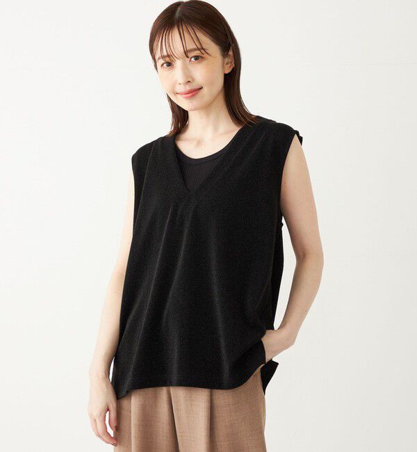 SHIPS Colors 「SHIPS Colors:〈手洗い可能〉ラメ スムース Vネック トップス◇」|その他|