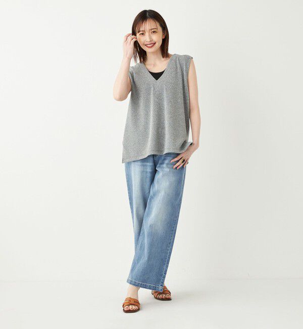 SHIPS Colors 「SHIPS Colors:〈手洗い可能〉ラメ スムース Vネック トップス◇」|その他|