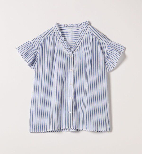 quaranciel「quaranciel:〈手洗い可能〉コットン フリルネック フレアスリーブ ブラウス」|シャツ・ブラウス|