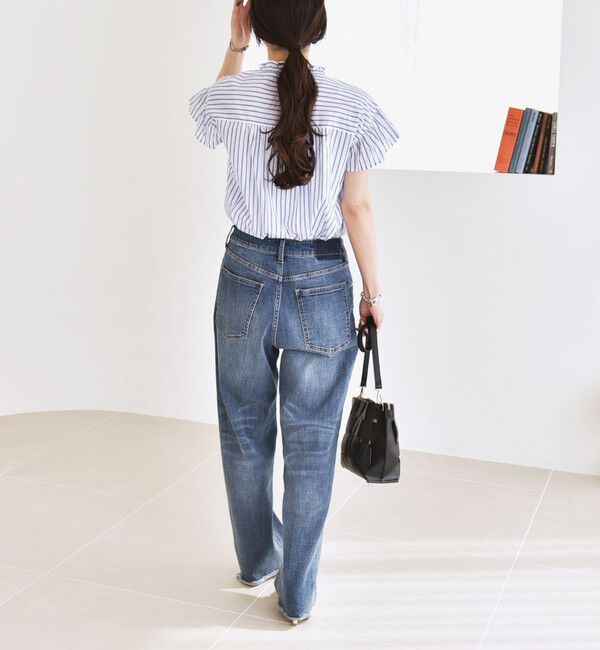 quaranciel「quaranciel:〈手洗い可能〉コットン フリルネック フレアスリーブ ブラウス」|シャツ・ブラウス|