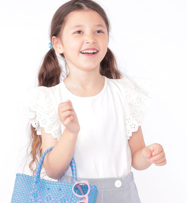SHIPS KIDS「SHIPS KIDS:100～130cm / レース フリル 半袖 TEE」|Tシャツ・カットソー|