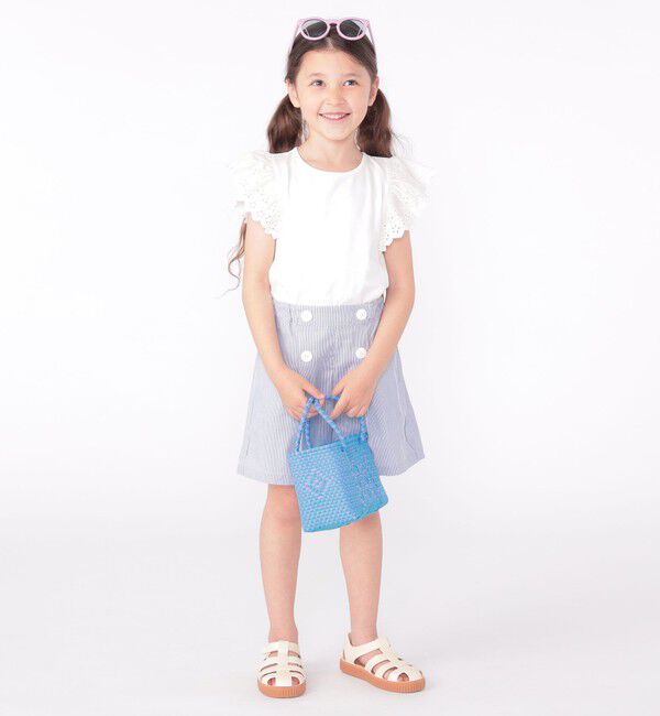 SHIPS KIDS「SHIPS KIDS:100～130cm / レース フリル 半袖 TEE」|Tシャツ・カットソー|