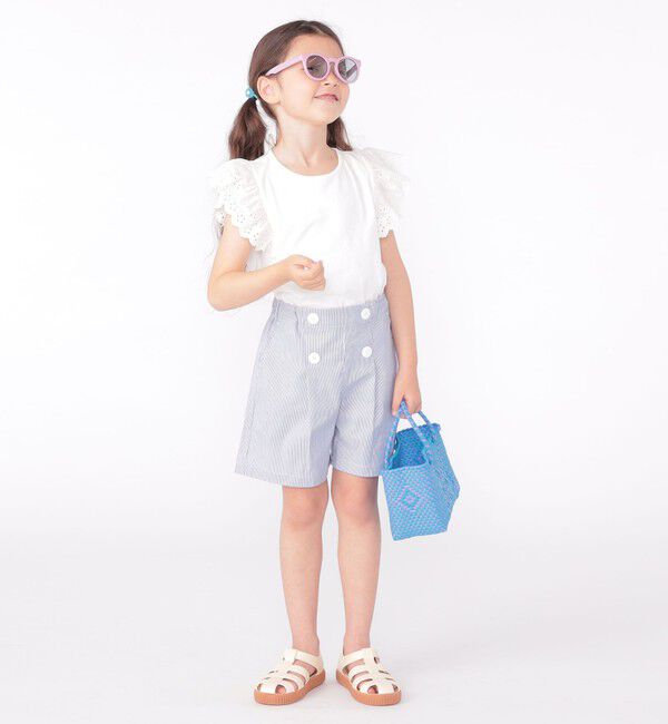 SHIPS KIDS「SHIPS KIDS:100～130cm / レース フリル 半袖 TEE」|Tシャツ・カットソー|