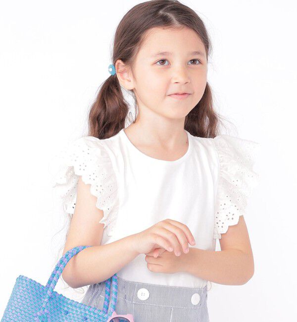 SHIPS KIDS「SHIPS KIDS:100～130cm / レース フリル 半袖 TEE」|Tシャツ・カットソー|