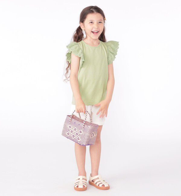 SHIPS KIDS「SHIPS KIDS:100～130cm / レース フリル 半袖 TEE」|Tシャツ・カットソー|