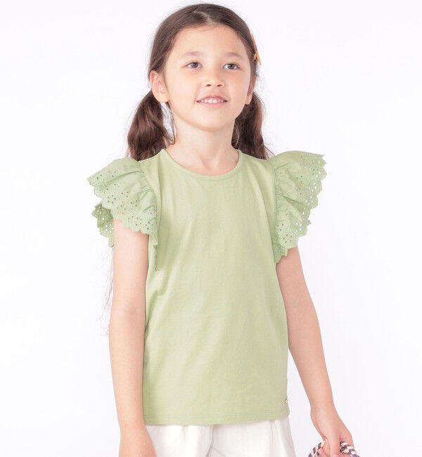 SHIPS KIDS「SHIPS KIDS:100～130cm / レース フリル 半袖 TEE」|Tシャツ・カットソー|