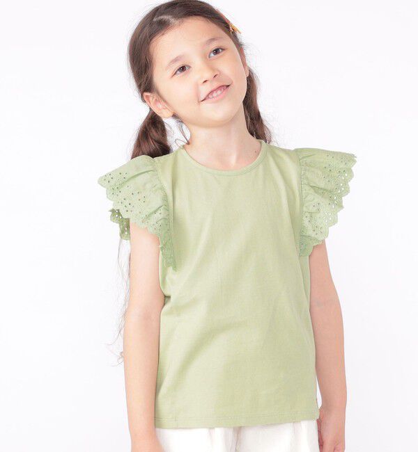 SHIPS KIDS「SHIPS KIDS:100～130cm / レース フリル 半袖 TEE」|Tシャツ・カットソー|