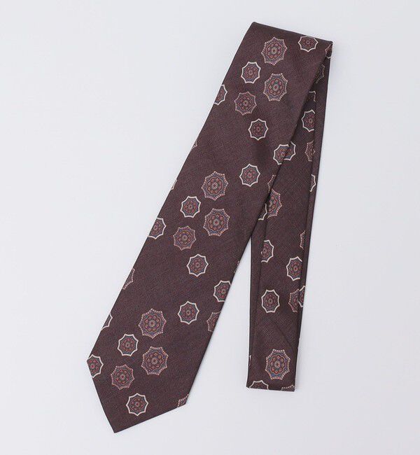 SHIPS「SHIPS: LUXURY シルク メダリオン プリント ネクタイ」|ネクタイ・蝶ネクタイ|ブラウン
