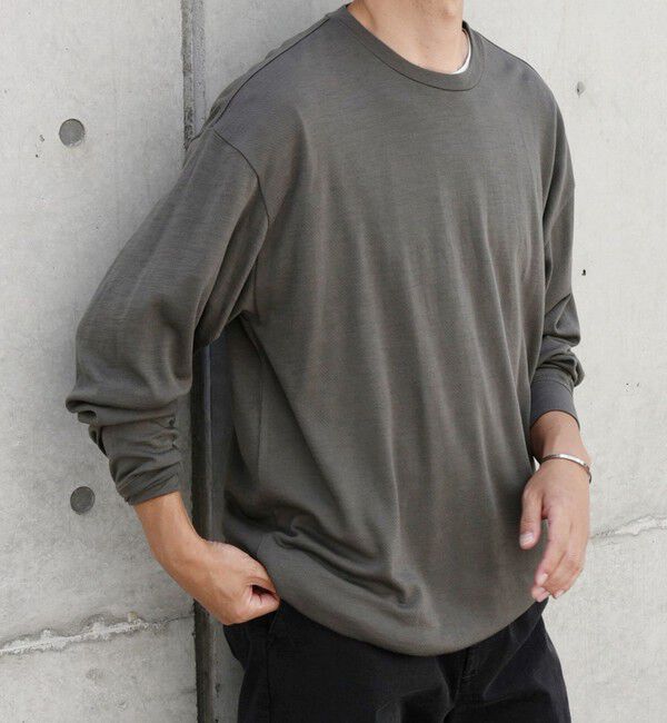 SHIPS any「SHIPS any: 〈手洗い可能〉バンブー レーヨン ウール混 ルーズ ロングスリーブ Tシャツ ［BRIOS］◇」|Tシャツ・カットソー|チャコールグレー