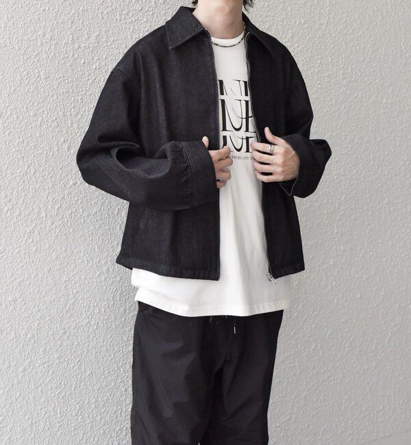 SHIPS any「SHIPS any: ウォッシュド デニム ワイドスリーブ ジップ ブルゾン (セットアップ対応)◇」|ブルゾン・スタジャン|ブラック